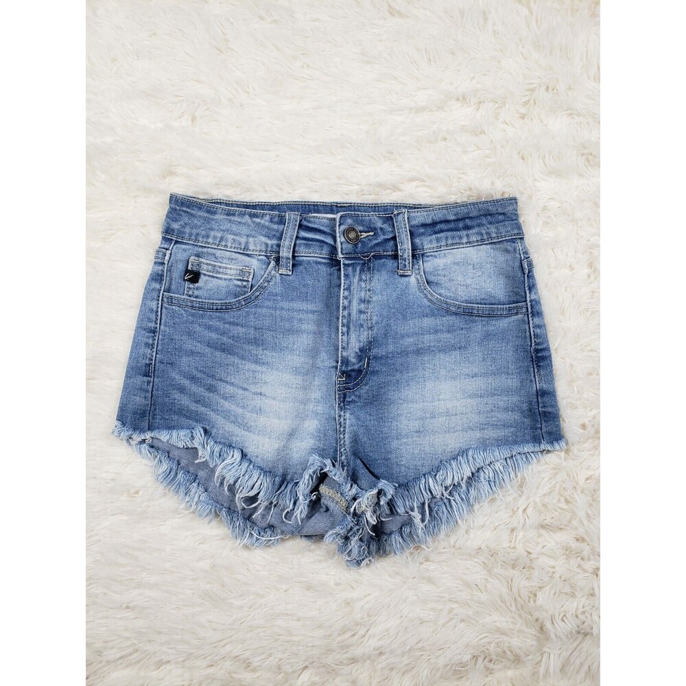 KanCan Shorts Women's Cut Off Stretch Midi Raw Hem Distressed Denim Size 5/26